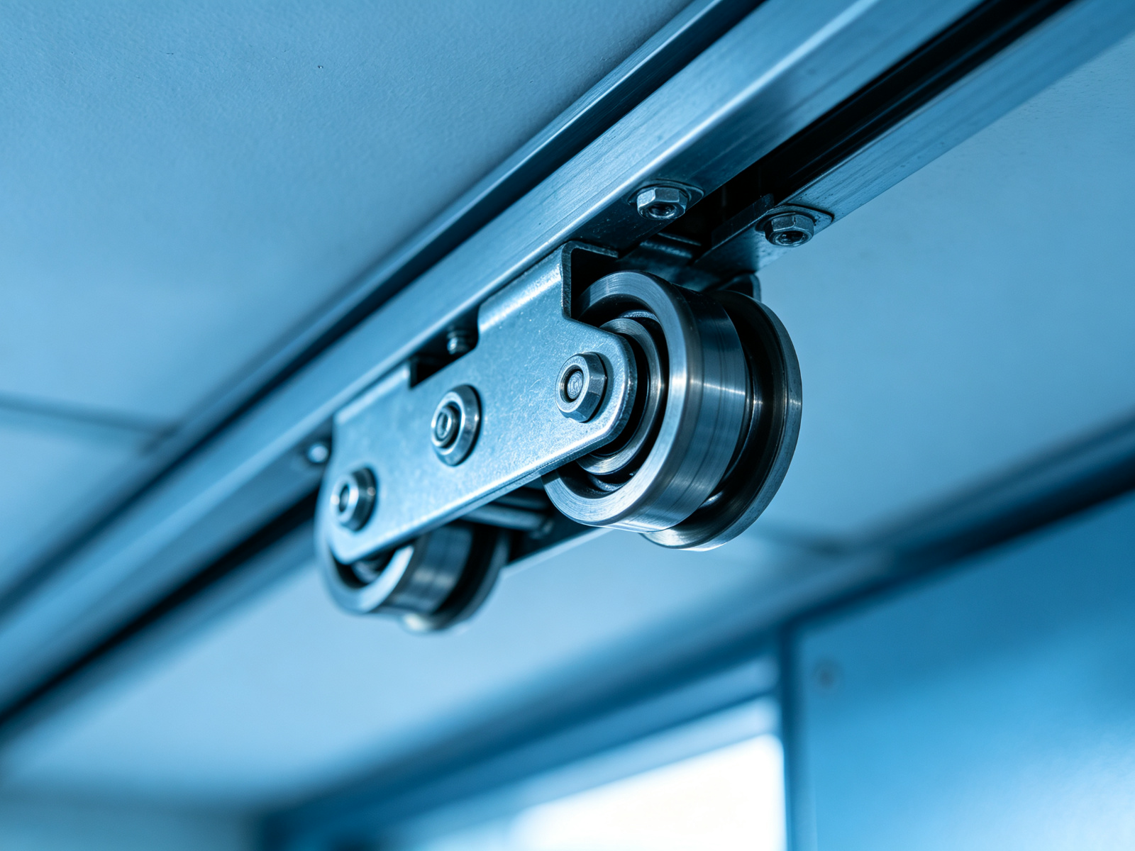 Automatic door track and roller drive mechanism